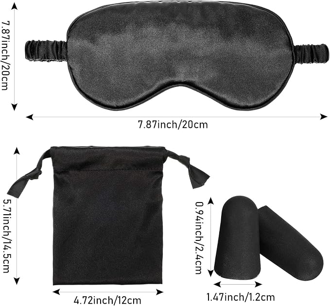 Silk Satin Sleeping Mask Eye Mask Set Include 2 Blindfold Eyeshade Elastic - Image 6