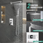 SR SUN RISE Polished Chrome Square Rainfall Shower Head and Handle Set - Image 4