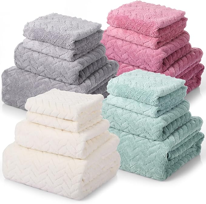 Mixweer 16 Pieces Bath Towels Sets Quick Dry Towel Set by Mixweer