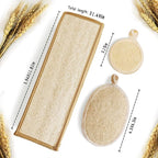 Natural Loofah Sponge Back Exfoliating Scrubber Combo Set, Seep Cleansing Skin - Image 2