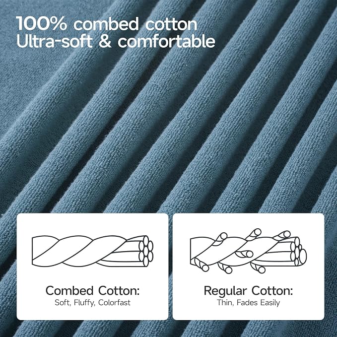 ecolook Bath Towels Set of 4, 100% Cotton, 27 x 55 Inches, Quick-Drying & - Image 7