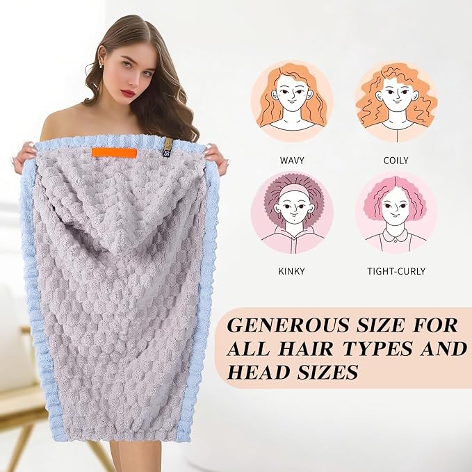 Hair Towel Wrap for Women, High Absorbency Hair Drying Towel Wrap, Lightweight - Image 5