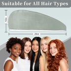 VOOVA & MOVAS Light Gray & White Microfiber Hair Towel Wrap - Image 4