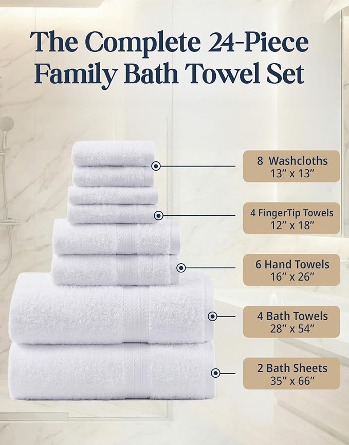 LANE LINEN 100% Cotton Bathroom Towel Set of 24 piece - Image 2