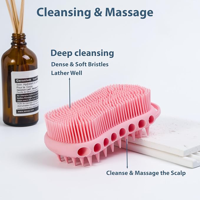 MtBoi Double-Sided Exfoliating Silicone Body Scrubber, 2-in-1 Bath Scrubber - Image 3