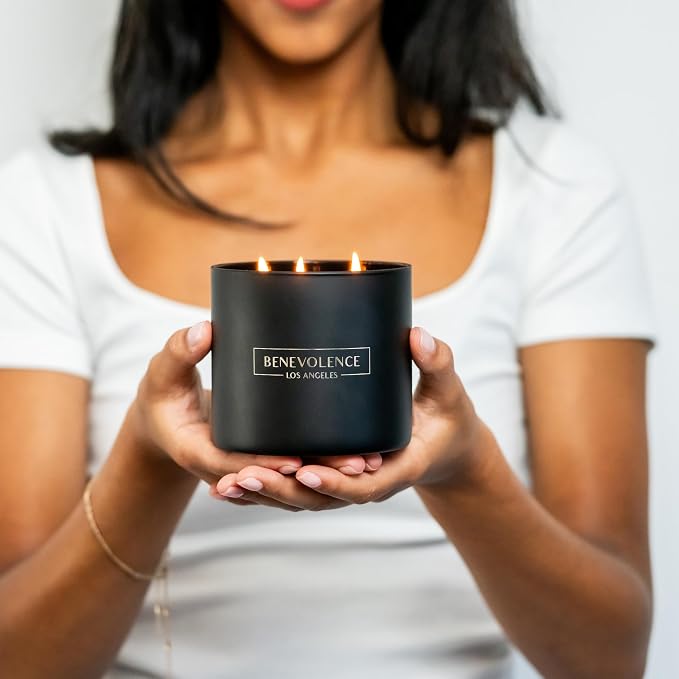 Benevolence LA 3 Wick Candle, Charcoal Large Scented Candle | Soy Candles | - Image 6