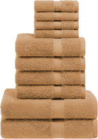 SUPERIOR Egyptian Cotton Pile 10 Piece Towel Set, Includes 2 Bath, 4 Hand by SUPERIOR