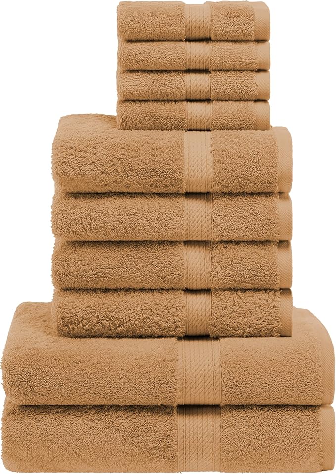 SUPERIOR Egyptian Cotton Pile 10 Piece Towel Set, Includes 2 Bath, 4 Hand by SUPERIOR