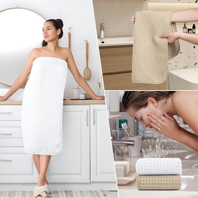 POLYTE 430 GSM Microfiber Quick Dry Lint Free Oversize Bath Towel Set, 6 Piece - Image 6