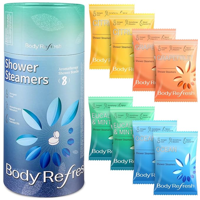 BodyRefresh Shower Steamers Aromatherapy 8 Pack, Birthday Gifts by BodyRefresh
