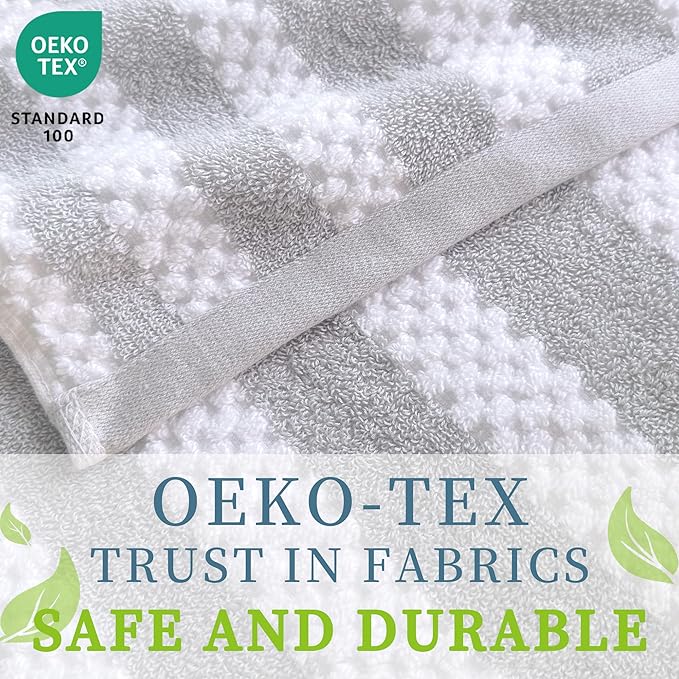 Gray and White Towels, 4 Hand 16"x27", 2 Bath 28"x52" - Image 3