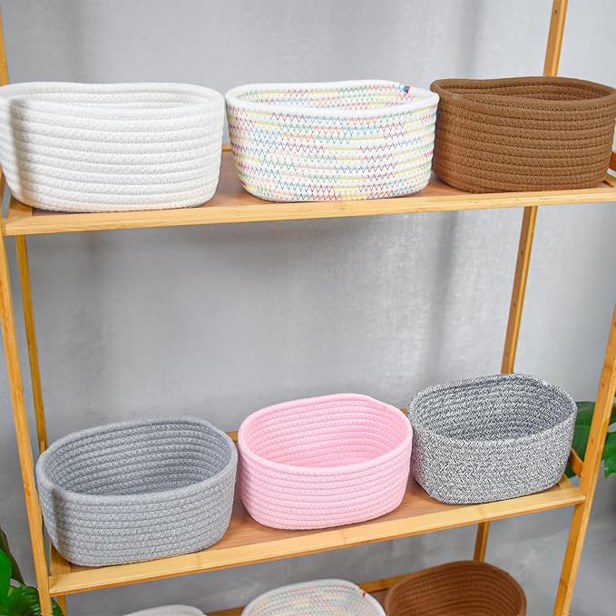 【2 Pack】ABenkle Small Woven Baskets, Tiny Oval Shallow Storage Baskets - Image 7