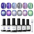modelones Cat Eye Gel Nail Polish Set, 6 Colors Aurora Galaxy Pearlescent 9D - Image 8