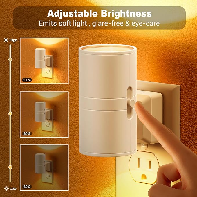 Amber Night Lights Plug into Wall, Dimmable Night Light Plug in, Modern Night - Image 2