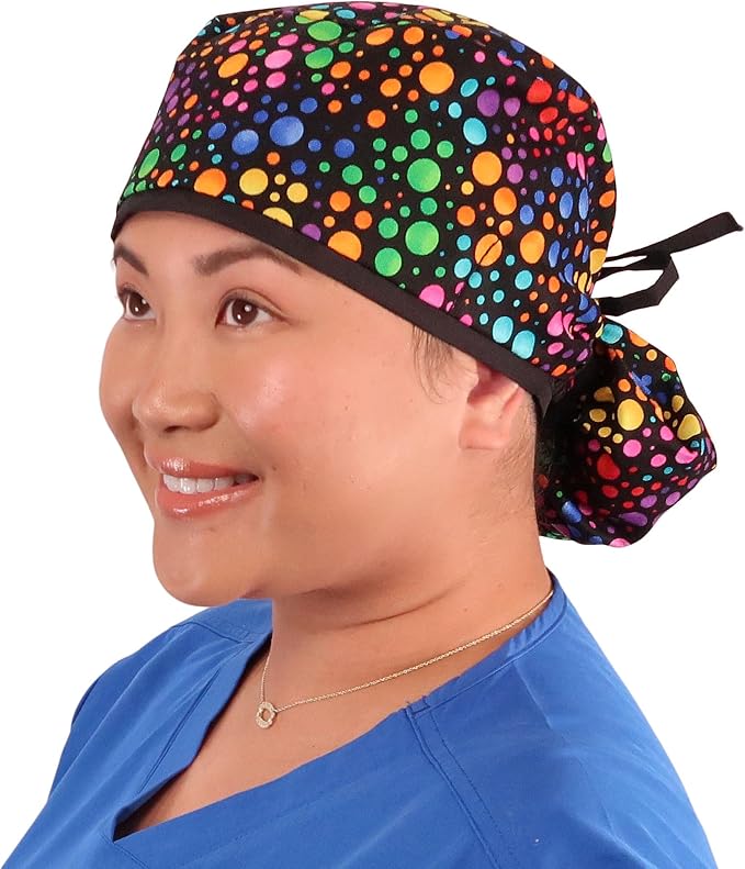 Sparkling EARTH Big Hair Ponytail Classic Surgical Style Scrub Working Cap by SparklingEARTH