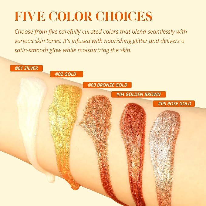 Liyalan Shimmer Body Oil Rose Gold Color 1.0 fl.oz Face Glow Pearl Highlighter - Image 4