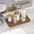 Weenson Bathroom Vanity Tray for Soap Dispenser, Dresser Jewelry, Bamboo - Image 4