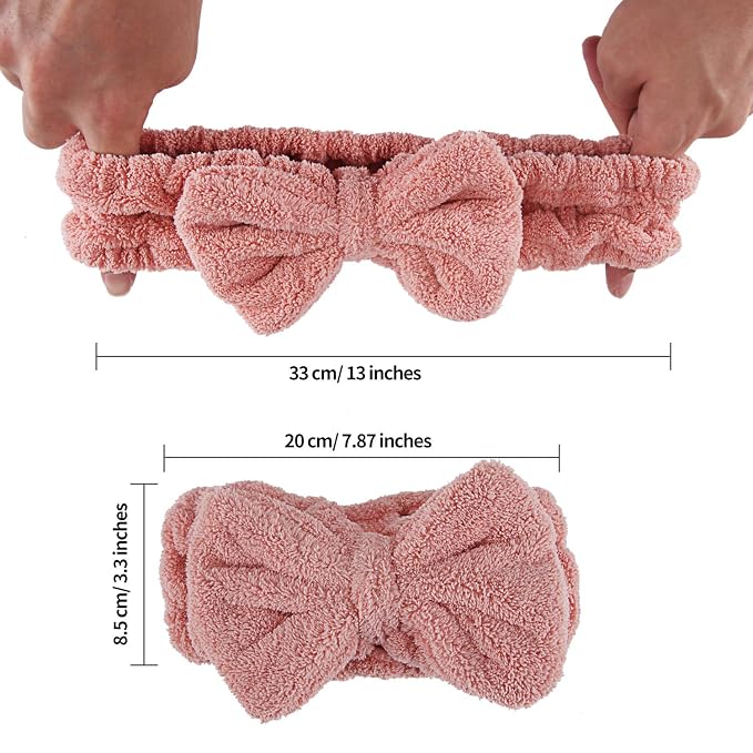 4 Pack Makeup Spa Headband Microfiber Bow Towel Soft Fluffy Washing Face - Image 3