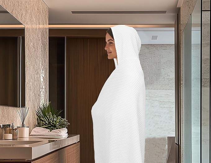 COTTON CRAFT Hooded Bath Towel – Oversized 35 x 70 Waffle Weave Towel - Image 5