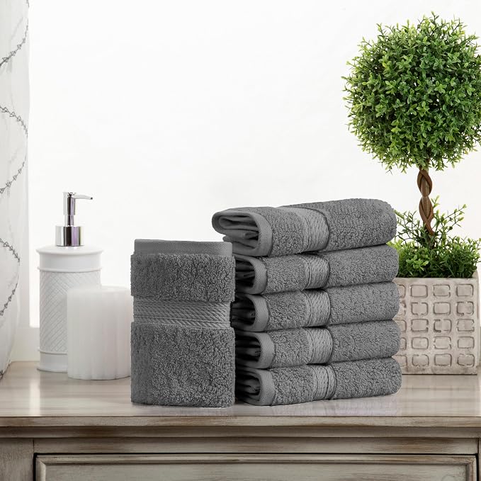 Superior Egyptian Cotton Pile Face Towel/Washcloth Set of 6, Ultra Soft Luxury - Image 2