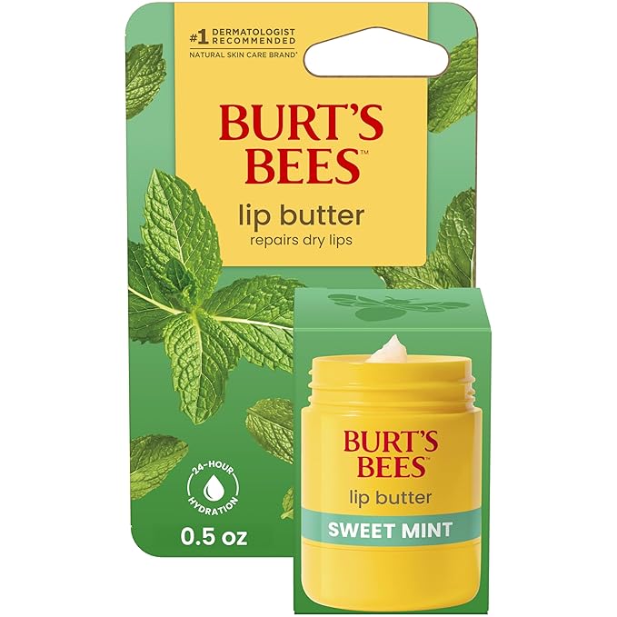 Burt's Bees Sweet Mint Lip Butter, Repairs Dry Lips, 24 Hour Hydration by BurtsBees