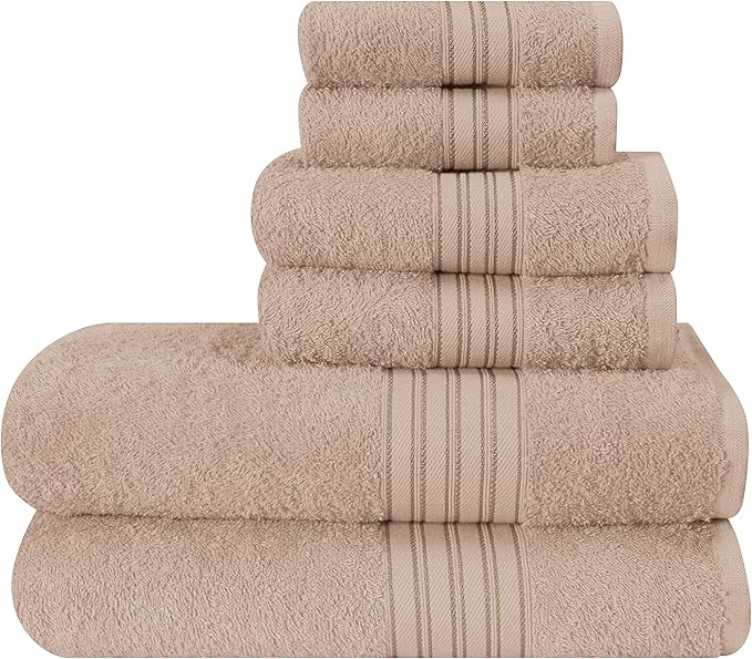 BOUTIQUO 6 Pack Cotton Towel Set, Contains 2 Bath Towels 28x55 inch, 2 Hand by BOUTIQUO