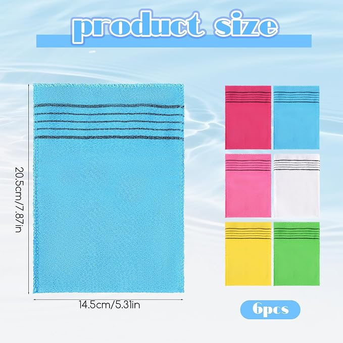 6 PCS Korean Scrub Mitt, Korean Italy Towel Korean Washcloth Exfoliating - Image 2