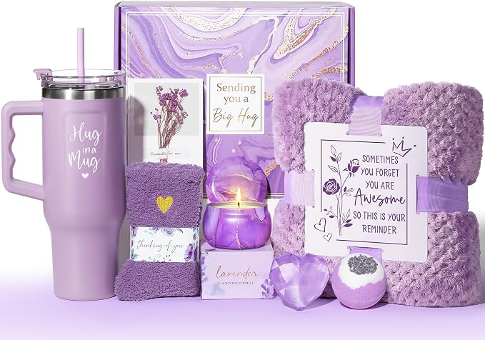 Birthday Gifts for Women Self Care Get Well Soon Gifts, Lavender Relaxing Spa by Qinline
