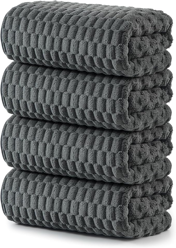 REDKISS 4 Pack Charcoal Gray Microfiber Bath Towels by REDKISSOnline
