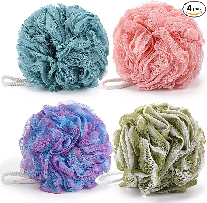 BTYMS Bath Sponges 60g/pc Shower Loofahs Mesh Pouf Shower Pouf Bath Scrunchies by BTYMS