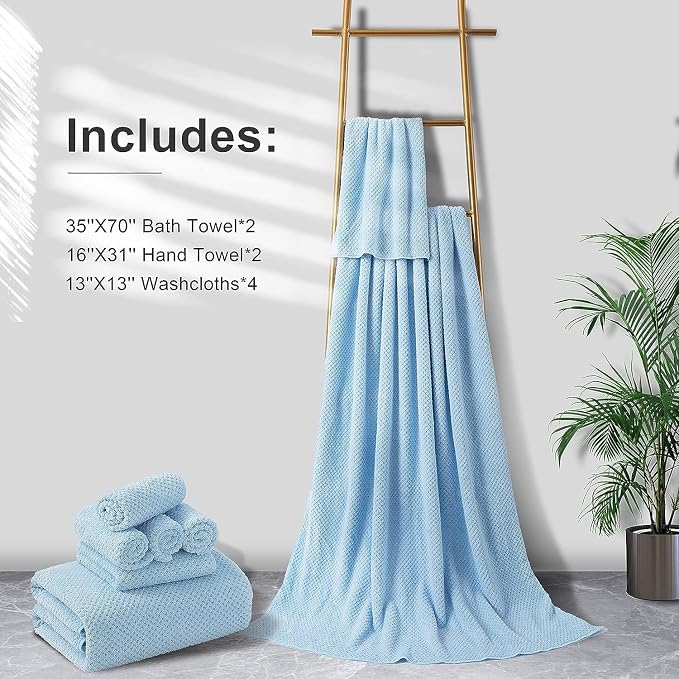 8-Piece Bath Towel Set, 2 Extra Large Bath Towel Sheets, 2 Hand Towels and 4 - Image 4
