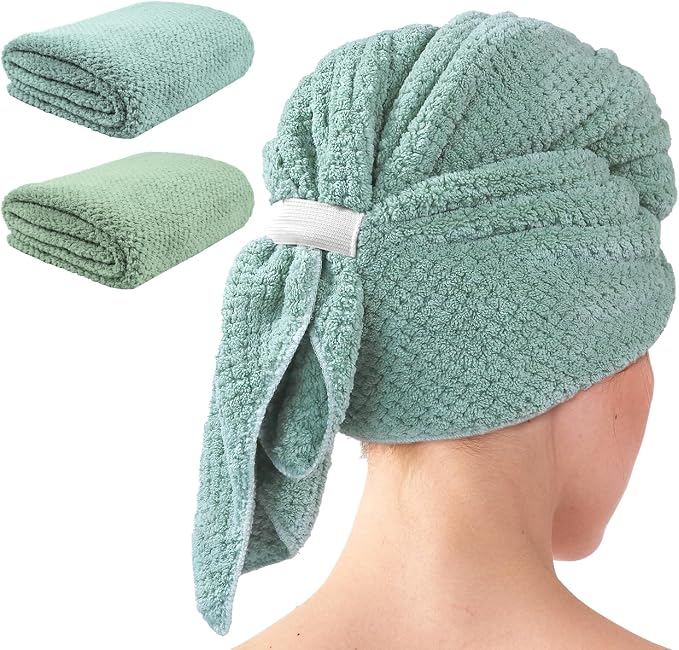 my novel things 2 Pack Extra Large Microfiber Hair Towel Wrap, 37.4" x 26.4" by mynovelthings