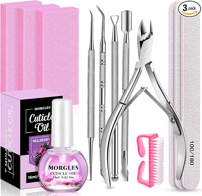MORGLES Nail Care Kit, Manicure and Pedicure Tools Kit, 3 Nail File 100/180 by Morgles