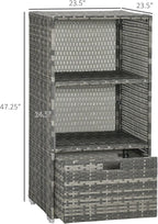 Outsunny Valet Pool Towel Rack, Waterproof PE Plastic Rattan Wicker Storage - Image 3