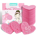 60-Count Kickleen Compressed Cellulose Heart Shape Facial Sponges | 100% by KICKLEEN