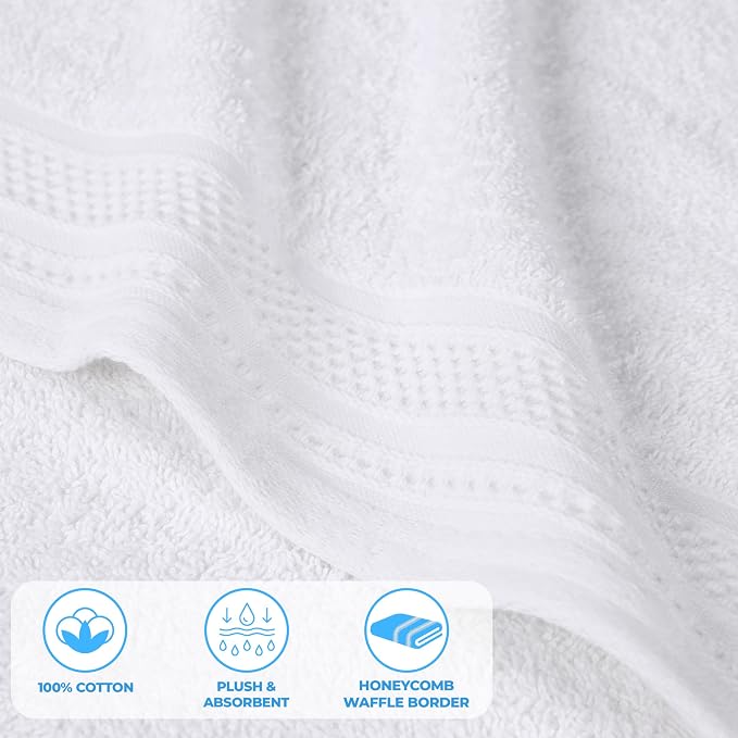 Superior Honeycomb 100% Cotton 500 GSM 12 Piece Bath Towel Set, 6 Washcloths - Image 4