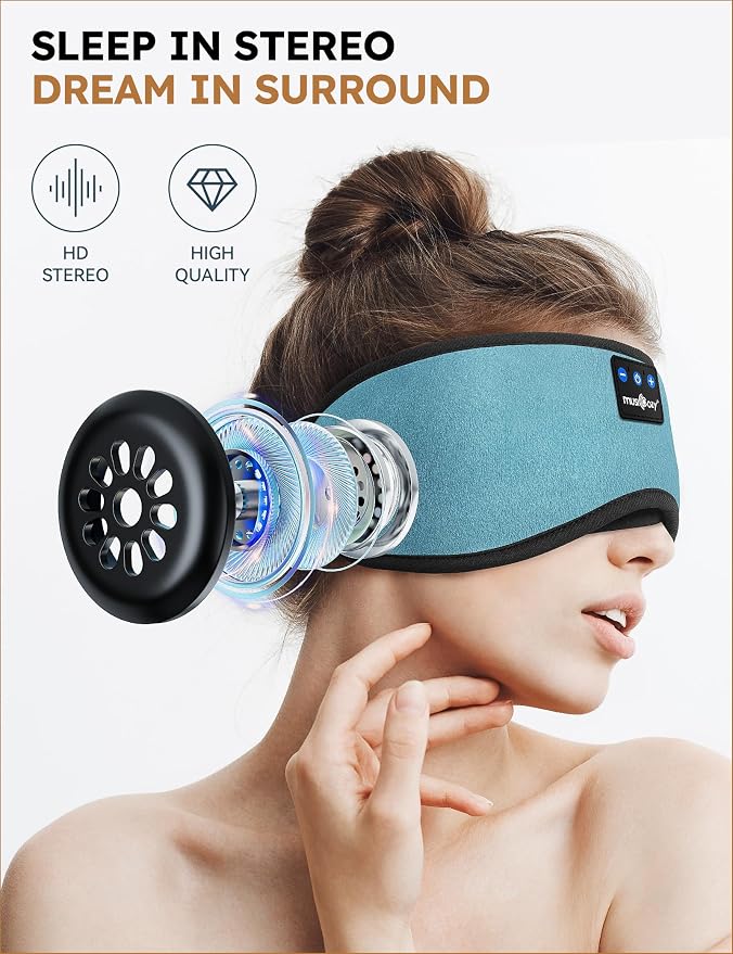 MUSICOZY Sleep Headphones Bluetooth 5.4 Headband Sleeping Eye Mask - Image 4