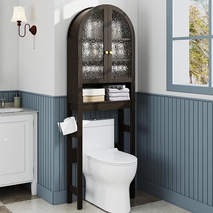 HMstone Over The Toilet Storage Cabinet, Arched Bathroom Organizer and Storage - Image 6