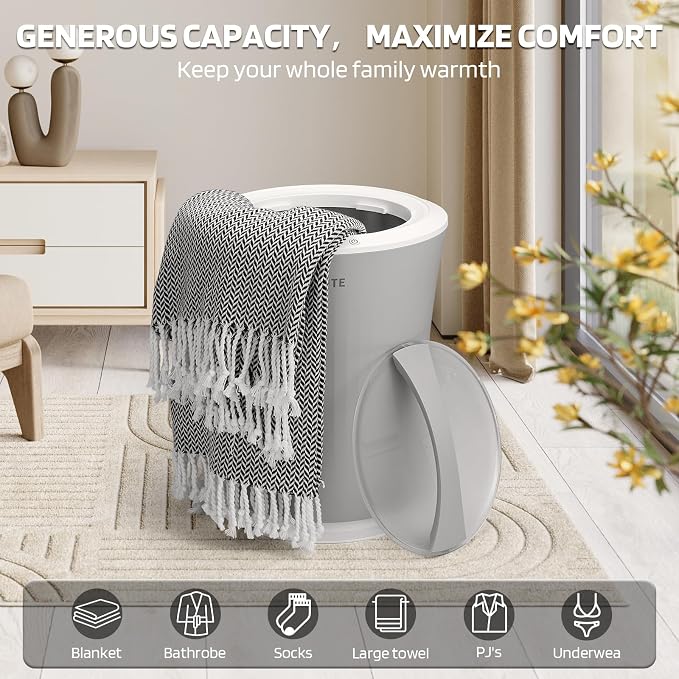 Lagute 20L Towel Warmer for Bathroom, 3-Level Timer, Warning Alarm & RGB Light - Image 5