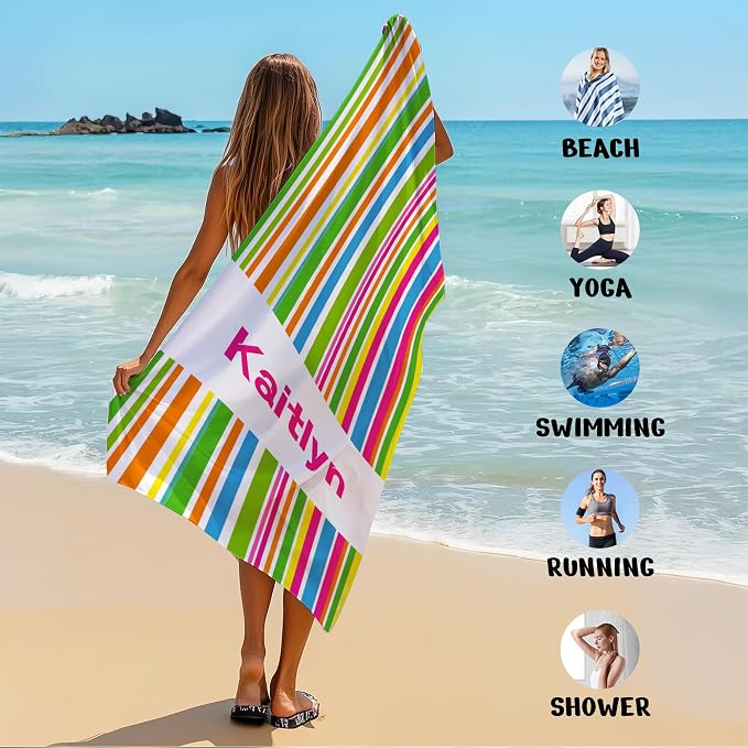 JML Custom Beach Towel with Name, Personalized Microfiber Beach Towel with Name - Image 6