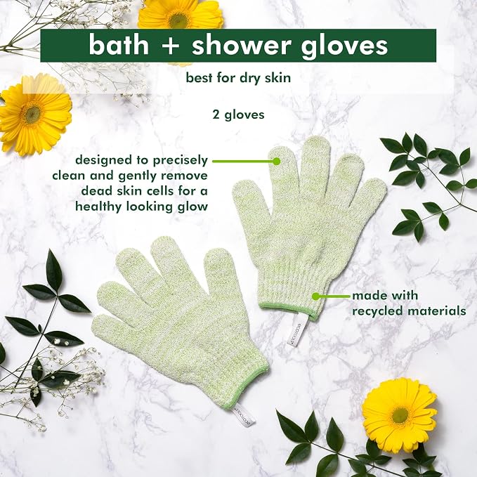 EcoTools Bath & Shower Gloves, Recycled Netting, Exfoliating, Gentle Cleansing - Image 8