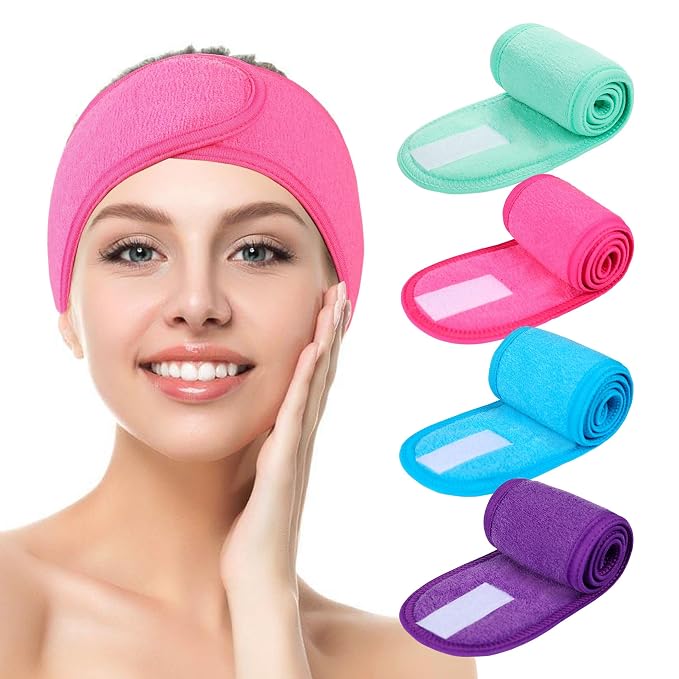 Facial Spa Headbands 4pcs, Makeup Shower Bath Wrap Sport Headband Terry Cloth by TDHDIKE