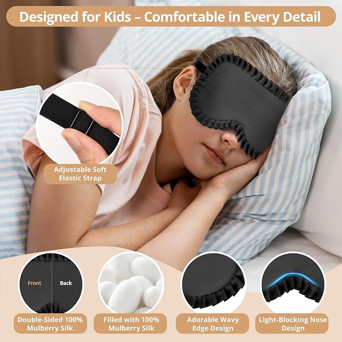 Kids Sleep Mask, 100% Real Mulberry Silk Eye Mask, Sleeping Mask - Image 3