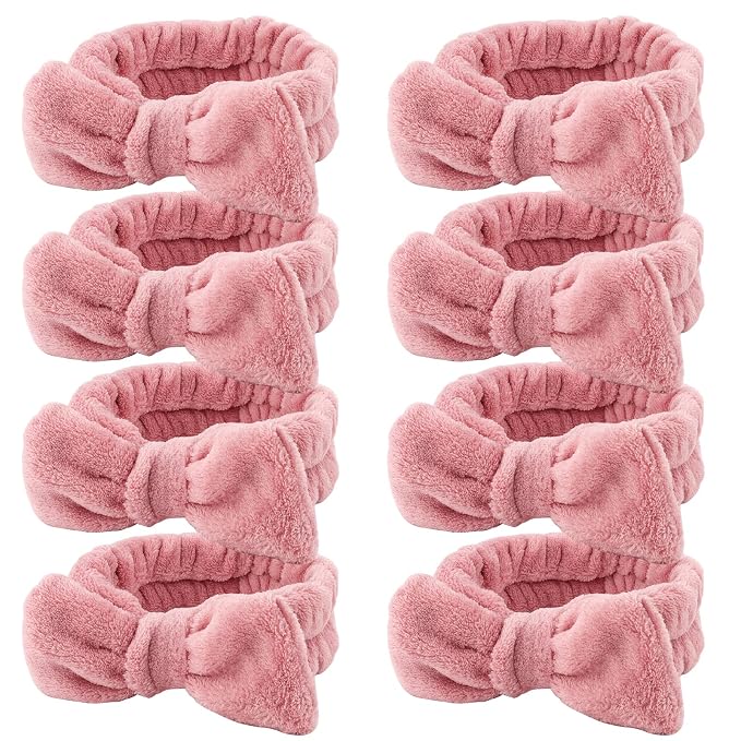 Ondder Spa Headband for Washing Face 8 Pack Dark Pink Skincare Headbands for by Ondder