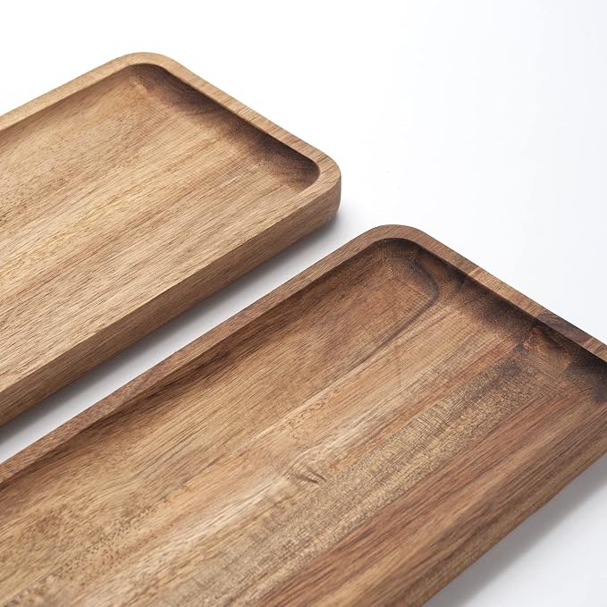 Bathroom Vanity Tray, Acacia Wood Counter Tray, Toilet Tank Tray, Appetizer - Image 3