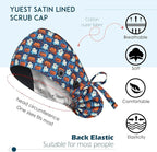 Satin Lined Scrub Caps with Buttons & Sweathand, Surgical Caps - Image 3