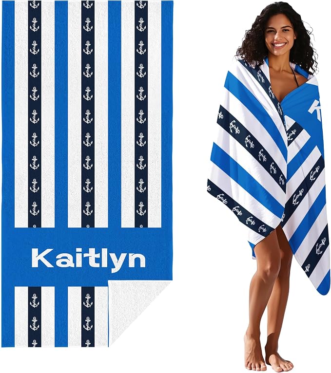JML Custom Beach Towel with Name, Personalized Microfiber Beach Towel with Name - Image 2