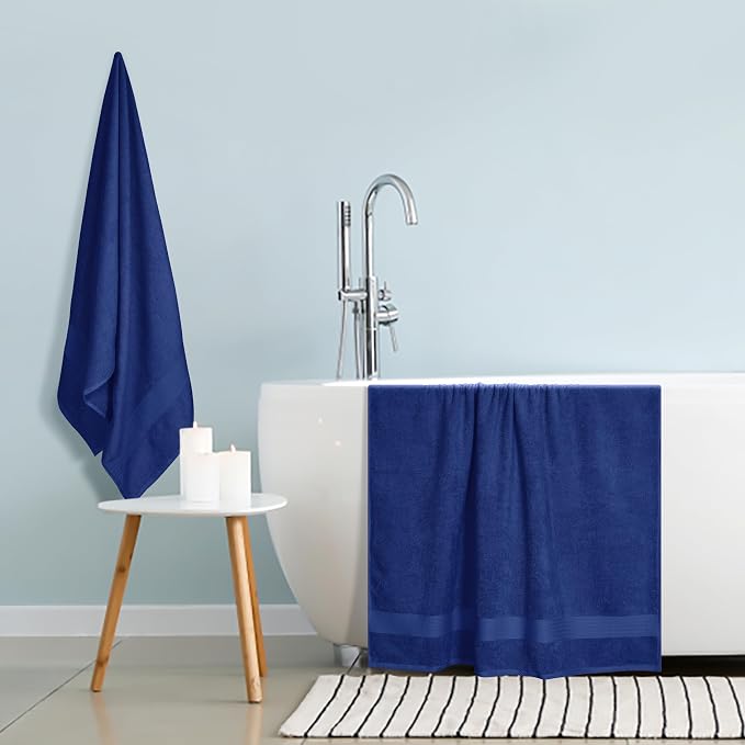 GLAMBURG Premium Cotton Oversized 2 Pack Bath Sheet 35x70-100% Pure Cotton - Image 4