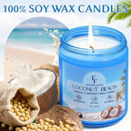 Coconut Beach Scented Candle, Natural Soy Wax Jar Candle - Image 2