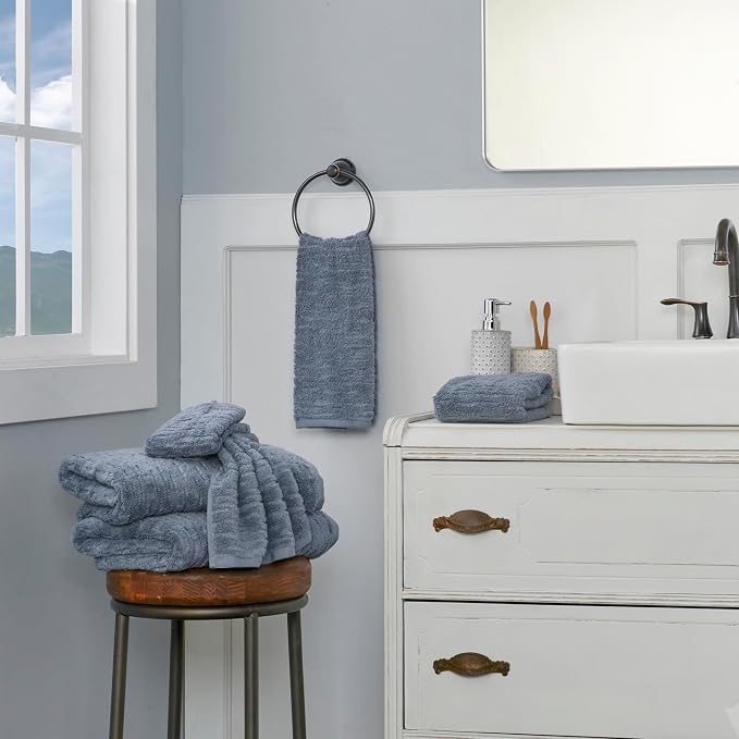 SKL Home CloudSoft Cotton Luxury Bath Towel, Smoke Blue - Image 4